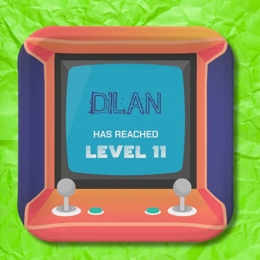 アーケード誕生日、ゲーマー誕生日の招待 ペーパープレート