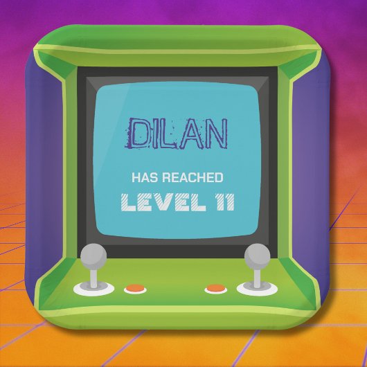 アーケード誕生日、ゲーマー誕生日の招待 ペーパープレート