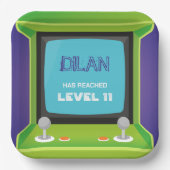 アーケード誕生日、ゲーマー誕生日の招待 ペーパープレート (正面)