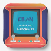アーケード誕生日、ゲーマー誕生日の招待 ペーパープレート (正面)