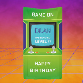 アーケード誕生日、ゲーマー誕生日の招待 横断幕
