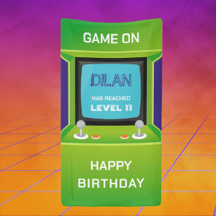 アーケード誕生日、ゲーマー誕生日の招待 横断幕