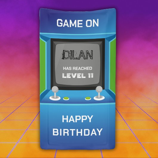 アーケード誕生日、ゲーマー誕生日の招待 横断幕