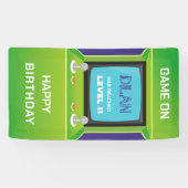 アーケード誕生日、ゲーマー誕生日の招待 横断幕 (横)