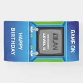 アーケード誕生日、ゲーマー誕生日の招待 横断幕 (横)