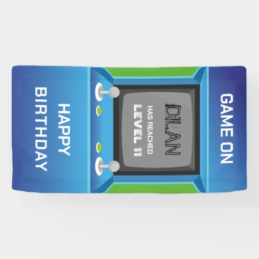 アーケード誕生日、ゲーマー誕生日の招待 横断幕 (横)