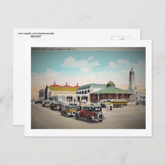 アーケード&カジノ、アスベリーパーク、ニュージャージーヴィンテージ ポストカード (正面/裏面)