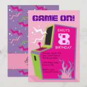 アーケード ビデオ ゲームの誕生日パーティー招待状 招待状 (正面/裏面)