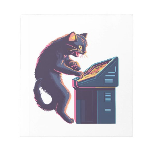 アーケード ミャウスター � ノスタルジック ゲーマー 猫 ノートパッド (正面)