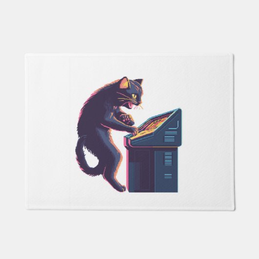 アーケード ミャウスター � レトロゲーマー 猫 ドアマット (正面)