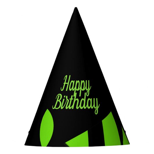 アーコンテンポラリートグリーン/ブラック誕生日 パーティーハット (正面)
