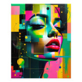 アーコンテンポラリートモダンポートレート女性緑ピンク フォトプリント            (正面)