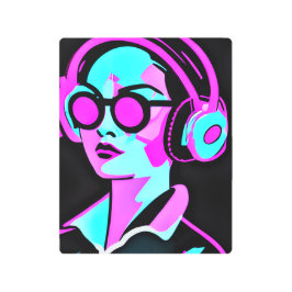 アーサイケデリックト |ヘッドフォンの女性 メタルプリント