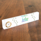 アーサーの名前のロゴと前刷り デスクネームプレート (側面)