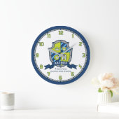 アーサーの少年の名前は緑の青の騎士のシールドを意味する ラージ壁時計 (ホーム)