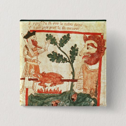 アーサーは巨大な焙焼にaのブタ会います 缶バッジ (正面)