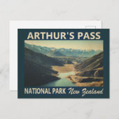 アーサーズパス国立公園ニュージーランドヴィンテージ ポストカード (正面/裏面)