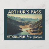 アーサーズパス国立公園ニュージーランドヴィンテージ ポストカード (正面)