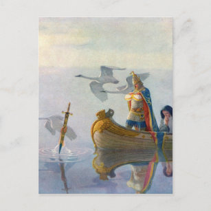 アーサー及びExcalibur、N.C Wyethによるc. 1922年王 ポストカード