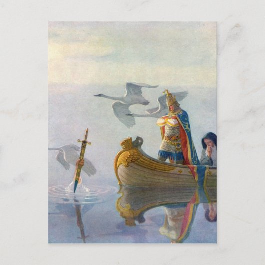 アーサー及びExcalibur、N.C Wyethによるc. 1922年王 ポストカード (正面)