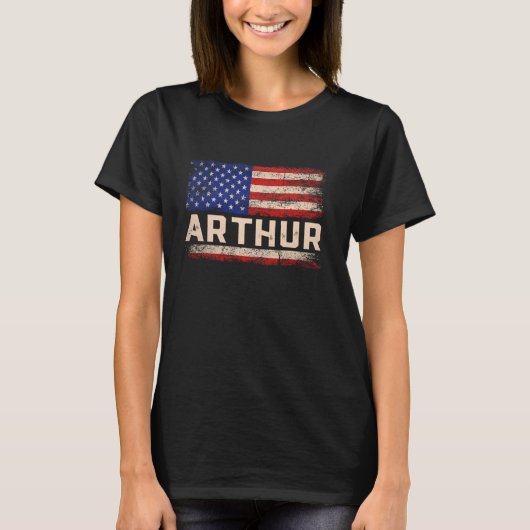 アーサー名シャツアーサー名アメリカ国旗 Tシャツ (正面)