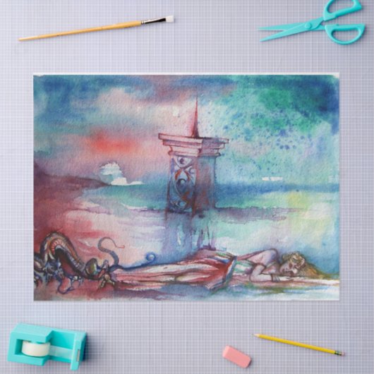 アーサー湖の伝説のグノーモンと女性 薄葉紙 (クラフト)