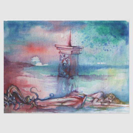 アーサー湖の伝説のグノーモンと女性 薄葉紙 (正面)