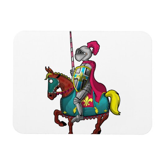 アーサー王の中世の騎士と馬 マグネット (横)
