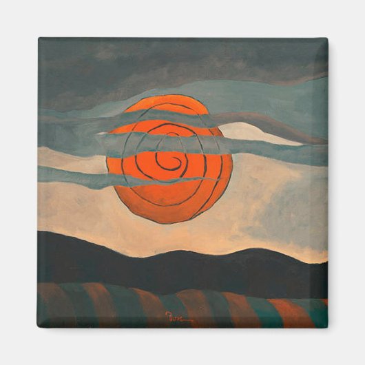 アーサー絵画・ドーブのレッドサン マグネット (正面)