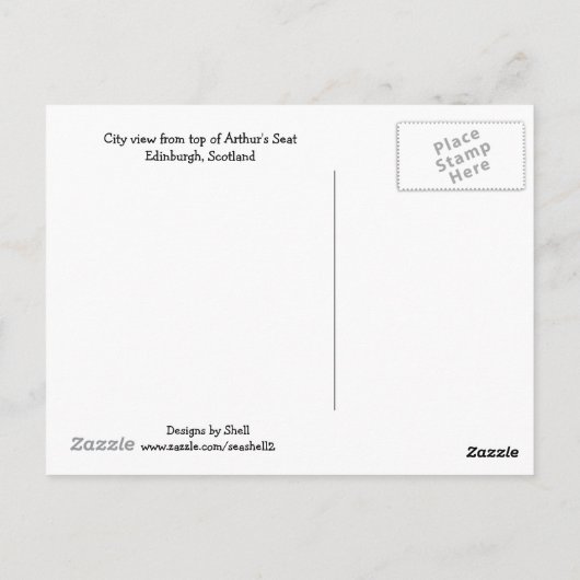 アーサー・シートからのエジンバーの街並み ポストカード (裏面)