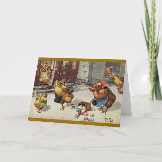 アーサー・ティール・イースター・カード – チックスが列車をキャッチ シーズンカード (正面)