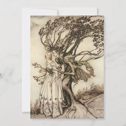 アーサー・ラッカムによる森の老婦人 招待状 (正面)