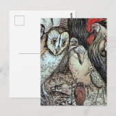 アーサー・ラッカムによる「フクロウと鳥たち」 ポストカード (正面/裏面)