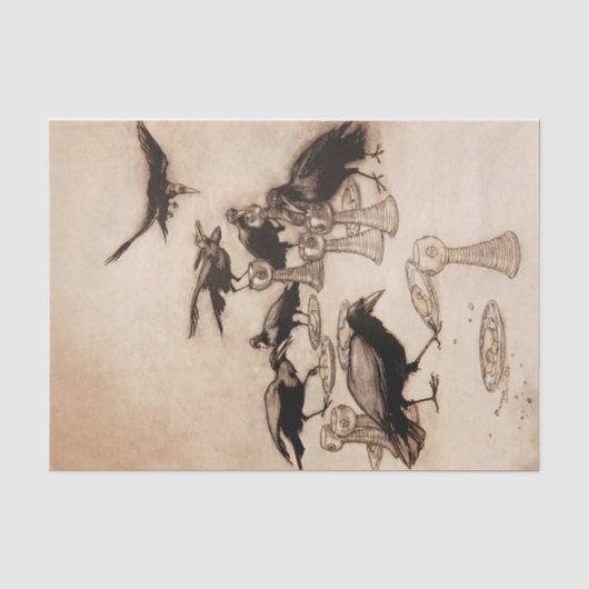 アーサー・ラッカムによる「七羽のワタリガラス」水彩画 薄葉紙 (正面)