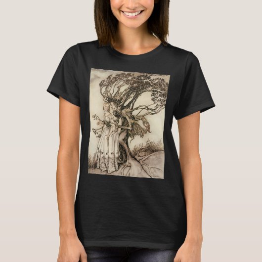 アーサー・ラッカムによる「森の老女」 Tシャツ (正面)