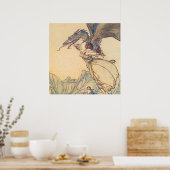 アーサー・ラッカムの「ドラゴンが女王を捕まえた」 ポスター (キッチン)