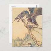 アーサー・ラッカムの「ドラゴンが女王を捕まえた」 ポストカード (正面/裏面)