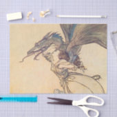 アーサー・ラッカムの「ドラゴンが女王を捕まえた」 薄葉紙 (クラフト)