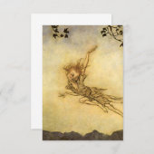 アーサー・ラッカムの「パックは空を飛んだ」 サンキューカード (正面/裏面)