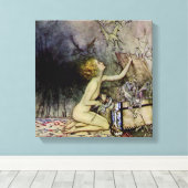 アーサー・ラッカムの「パンドラが箱を開ける」 キャンバスプリント (インサイチュ (ウッドフロア))