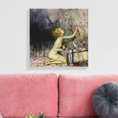 アーサー・ラッカムの「パンドラが箱を開ける」 キャンバスプリント (インサイチュ (リビング))