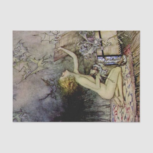 アーサー・ラッカムの「パンドラが箱を開ける」 薄葉紙 (正面)