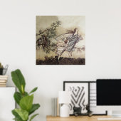 アーサー・ラッカムの「妖精たちが鳥と争う」 ポスター (ホームオフィス)