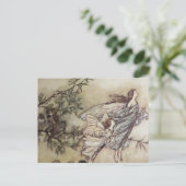 アーサー・ラッカムの「妖精たちが鳥と争う」 ポストカード (スタンド正面)