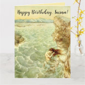 アーサー・ラッカムイラストレーションニンフ・オン・ザ・ロック カード (黄色い花)