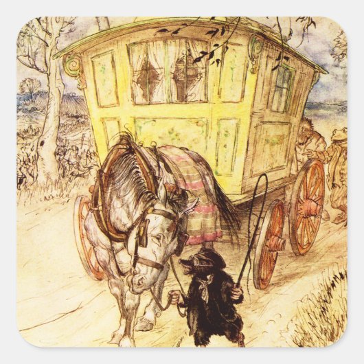 アーサー・ラッカム作「ジプシーの荷馬車 - ゴールデン・アフタヌーン」 スクエアシール (正面)