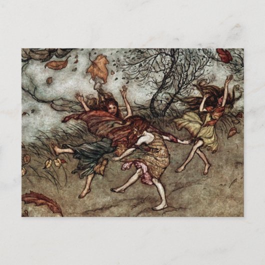 アーサー・ラッカム作「Autumn Fairies」 ポストカード (正面)