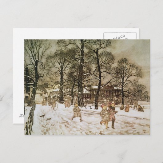 アーサー・ラッカム 「ケンジントン・ガーデンズの冬」より ポストカード (正面/裏面)