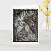アーサー・ラッカム – 「フクロウと鳥」(1912)Ca カード (黄色い花)