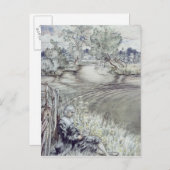 アーサー・ラッカム 『フライフィッシングを楽しむイザック・ウォルトン』 ポストカード (正面/裏面)